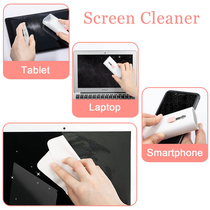 [Australia - AusPower] - walrfid Laptop Keyboard Earbud Screen Cleaner Sprayer Kit for Airpods Pro MacBook iPad iPhone iPod, Electronics Airpod Cleaning Pen Brush Tool for PC TV Phone Computer Screens Cleaners Spray Pink 