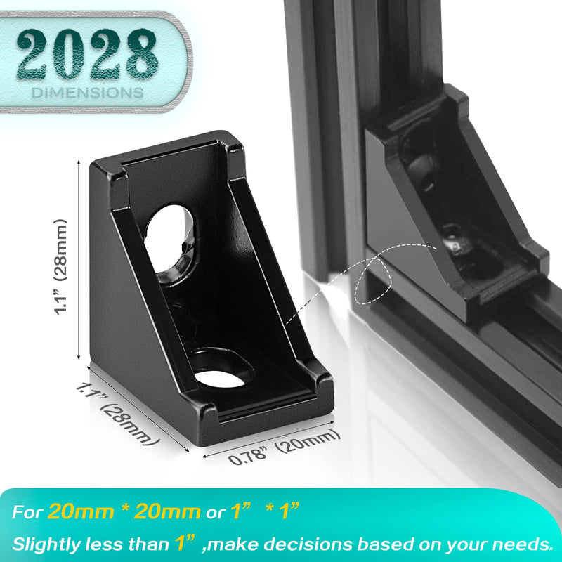 [Australia - AusPower] - 30 Set Black 2020 Series Aluminum Extrusion Profile Connector, includes 1pc Wrench, 30pcs 2028 Corner Bracket, 60pcs T-Slot Sliding Nuts and Hex Screw Bolt for Slot 6mm 20S Aluminum Rail Accessories 30 Set Black 2020 Series with M5 screw nut 