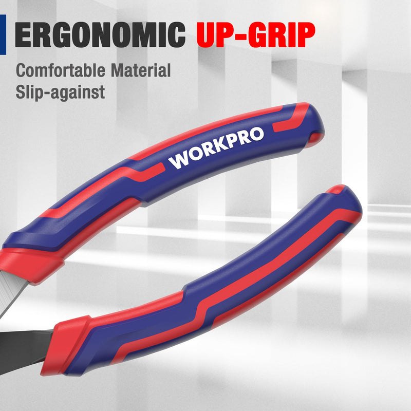 [Australia - AusPower] - WORKPRO 8” Slip Joint Pliers Tool, Large Soft Grip,Rust Prevention Finish, 3-Zone Serrated Jaw Forged from High Carbon Steel for Maximum Grip 8-inch 