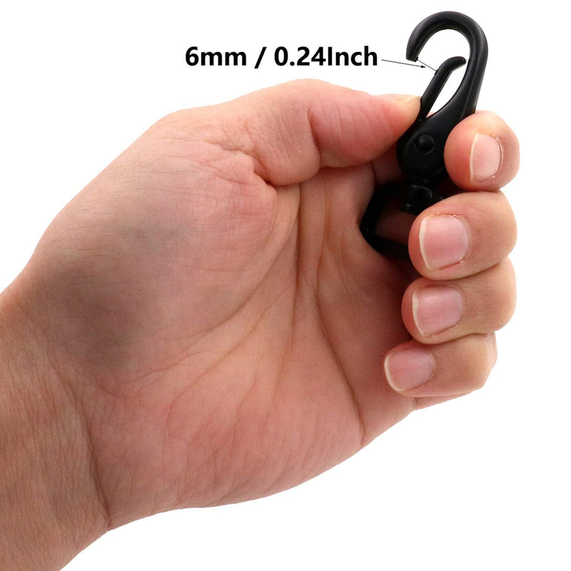 [Australia - AusPower] - BIKICOCO 1'' Swivel Trigger Lever Snap Hook Lobster Claw Clasp Spring Loaded Clip, Flat-D-Ring Ended, Black - Pack of 10 1'' Eyelet Black x 10 Pcs 