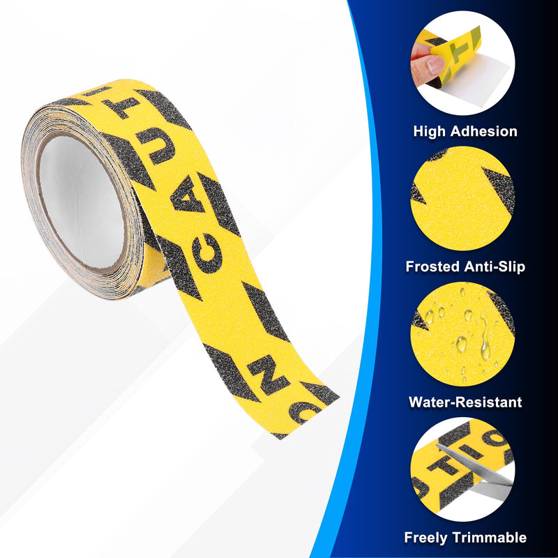 PATIKIL 1Pcs Frosted Non-Slip Tape - 16.4 ft x 2 Inch, Heavy Duty Anti Slip Grip Safety Caution Tape High Adhesion & Waterproof, Suit for - Outdoor/Stairs, Yellow Black 1