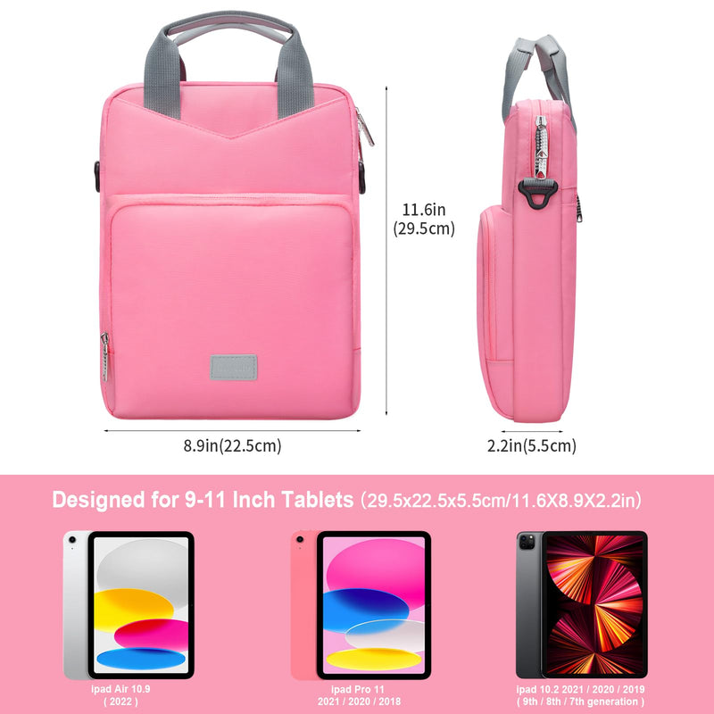 [Australia - AusPower] - 9-11 Inch Tablet Bags for Women, Padded Carrying Sleeve Case for iPad Pro 11 (2022-2018), iPad 10.9 (10th Gen), iPad Air (5/4th Gen), Galaxy Tab S9/S8 (Pink) Pink 