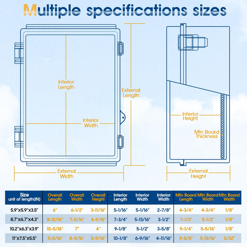 [Australia - AusPower] - Waterproof Outdoor Project ABS Plastic Junction Box IP67 Weatherproof Dustproof Enclosure with Hinged Cover, Mounting Plate,Wall Brackets for Power Project (5.9"X5.9"X3.5") 5.9"X5.9"X3.5" Grey Cover 