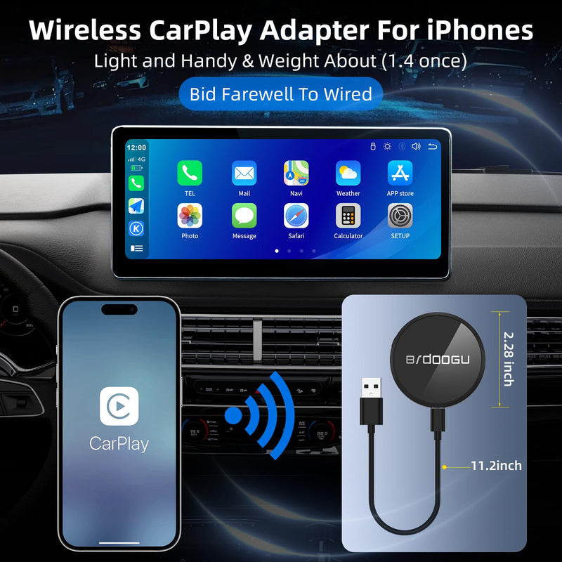 [Australia - AusPower] - CarPlay Wireless Adapter Compatible with iPhone iOS, Wireless Carplay 5.8GHz WiFi, Convert Wired to Wireless, Plug and Play, Online Update, for OEM Wired CarPlay Cars 