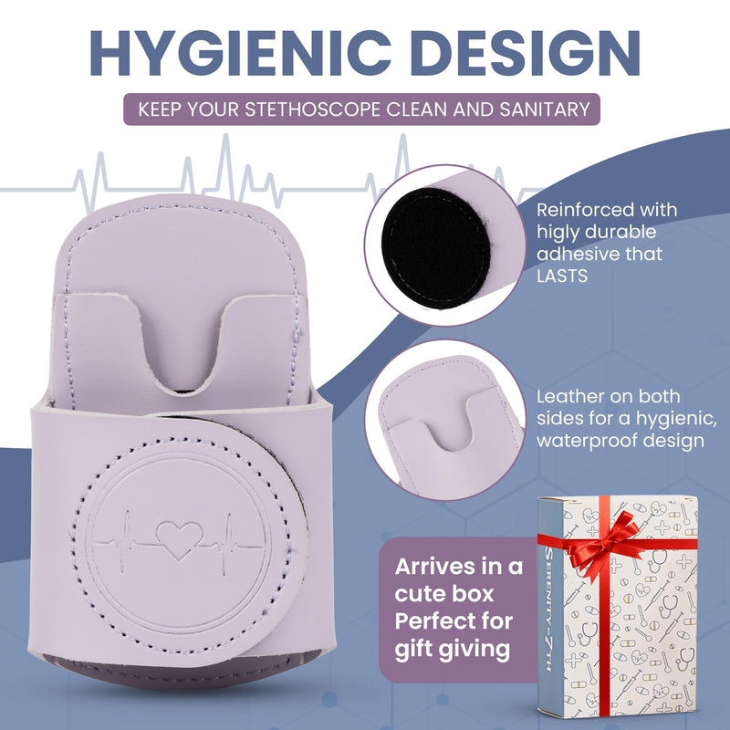 [Australia - AusPower] - Stethoscope Holder Hip Clip with Cute & Hygienic Design | Nurse Accessories in Gift Box | Durable Adhesive Clip (Lavender) Lavender 
