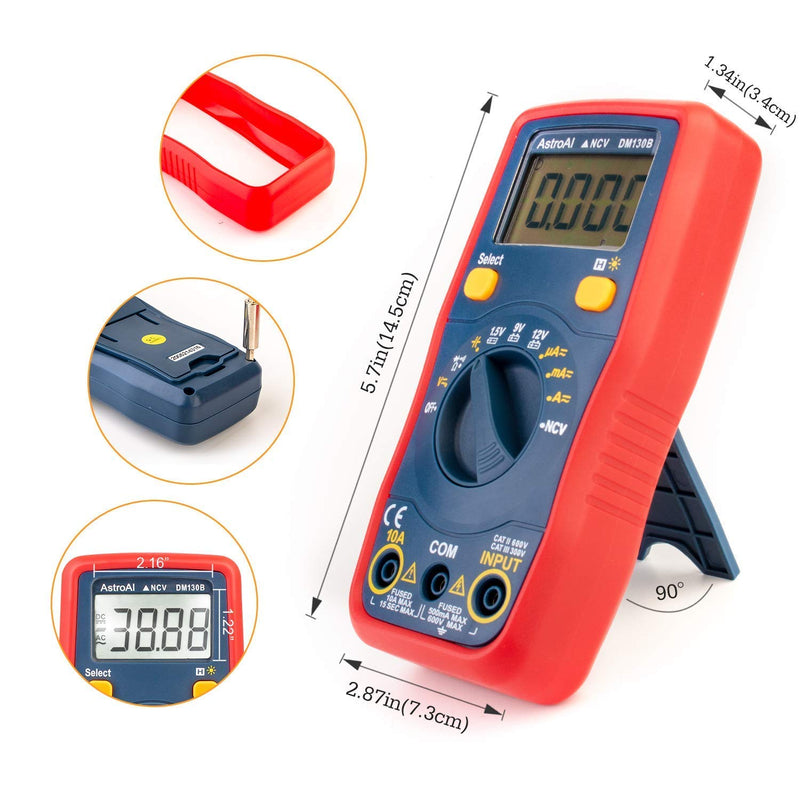 [Australia - AusPower] - AstroAI Digital Multimeter Battery Voltage Tester 1.5v/9v/12v Auto-Ranging 4000 Counts TRMS DMM/Ohmmeter/Voltmeter with Non-Contact Voltage Function(Classic/New Version) 