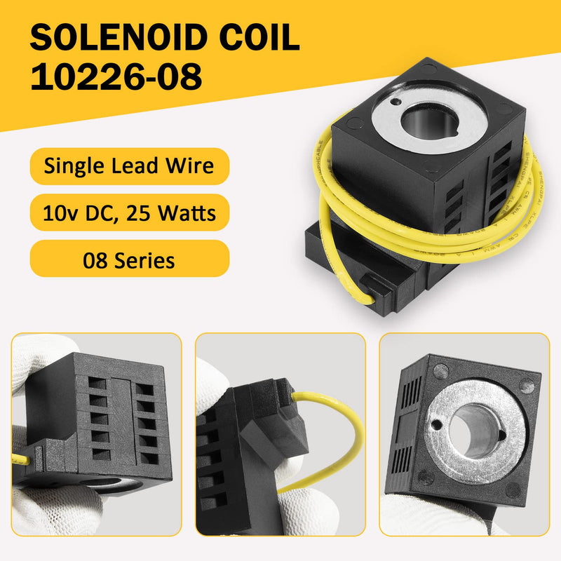 [Australia - AusPower] - 10226-08 Solenoid Coil, Single Lead Wire, 10v DC 25W, for Valve Stem Series 08 80 88 98, for Hydraulic Power Unit Lift Dump 