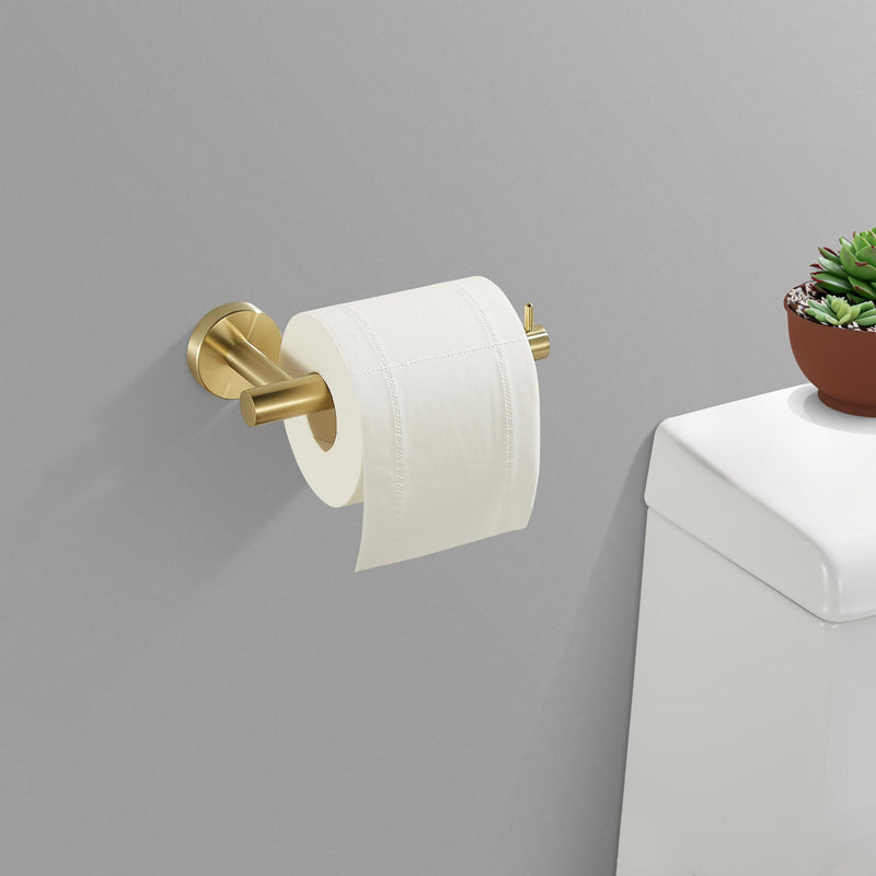 WINCASE Gold Toilet Paper Holder Towel Ring, Brushed Gold Bathroom Hardware Set, Hand Towel Holder Toilet Paper Roll Holder Wall Mount, Rustic Farmhouse Rustproof Stainless Steel 2 Pieces