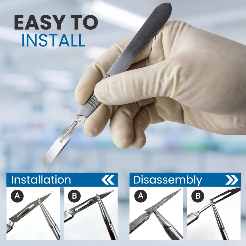 [Australia - AusPower] - 10R Dermaplaning Professional Kit Includes:10R Dermaplaning Scalpel Blades (100 Pack), Scalpel Handle No. 3, Scalpel Blade Remover, Hemostat Forceps 