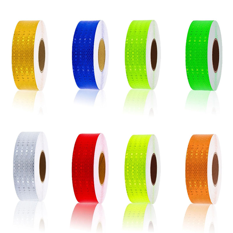 8 Rolls of 8 Colors High-Visibility Reflective Tape Safety Reflective Stickers - Waterproof Self-Adhesive Safety Stickers for Outdoor Nighttime Visibility, Trailers, Clothing, Vehicles (1 in x 80 ft.)