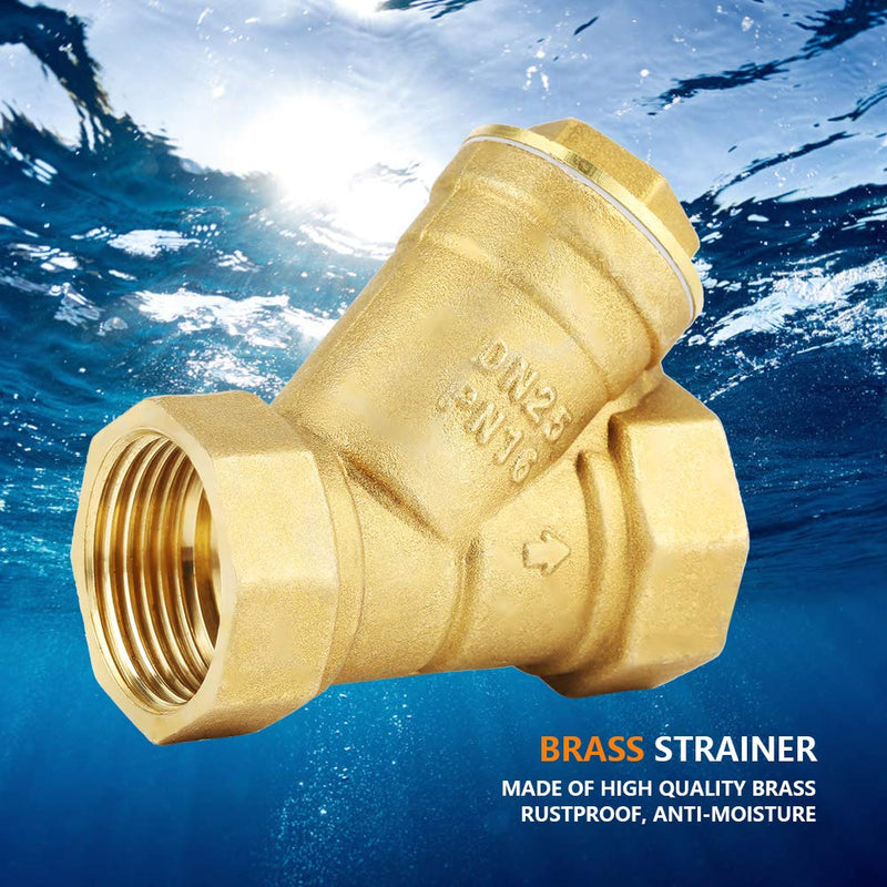 [Australia - AusPower] - Brass Strainer Filter Valve Connector Female Y Shape High Hardness Oil Water Separation 1" BSPP 