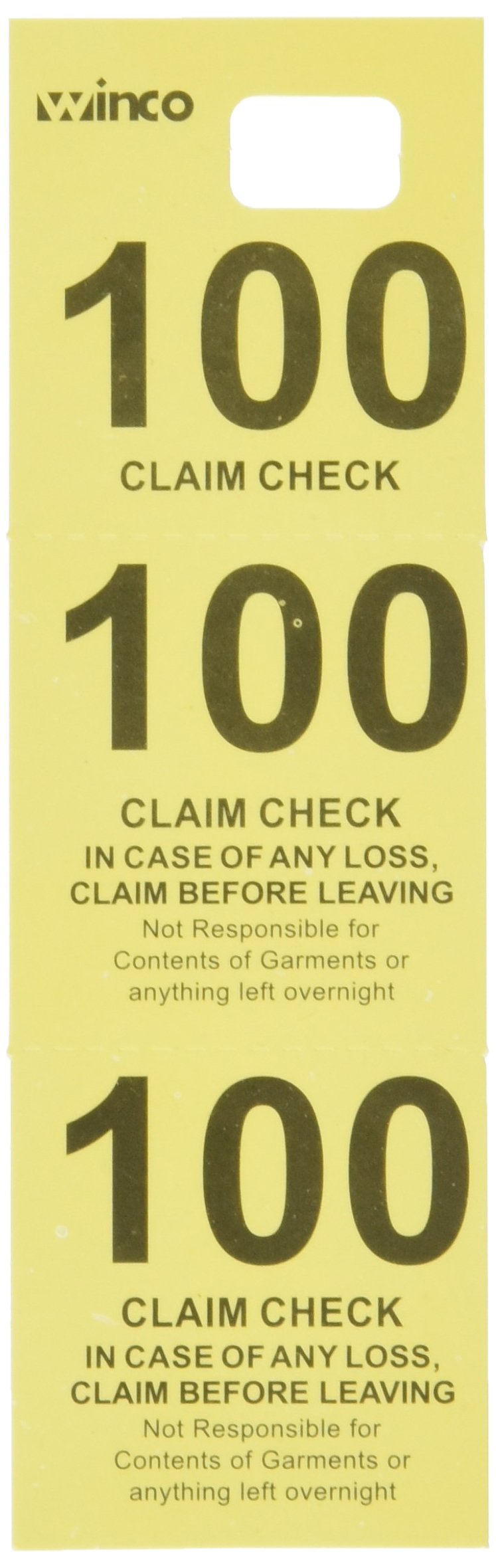 Winco Coat Checks, Yellow, 500 Per Box, Medium