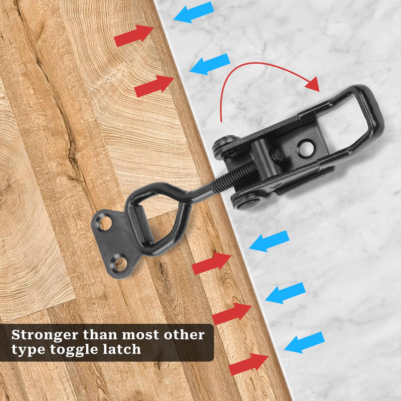 [Australia - AusPower] - 2 PCS Black Toggle Latch Clamp 300lbs Heavy Duty Adjustable Toggle Clamp Pull Latch, Quick Release Smoker Door Latch Metal Toggle Clamps for Box, Gate, Cabinet, Case 