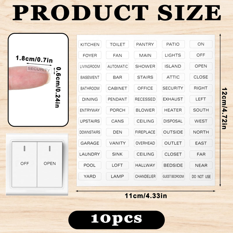 650 PCS Light Switch Labels Transparent Light Switch Stickers Identification Stickers Label for Home Kitchen Bathroom Office