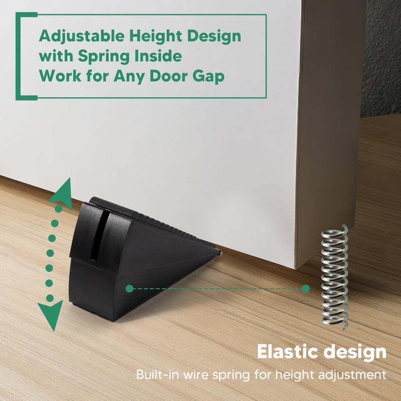 [Australia - AusPower] - Black Heavy Duty Door Stopper, Metal Rubber Door Wedge, Large Door Stop for Bottom of Door, Suits Any Heavy Door Gap Black-1 Pack 