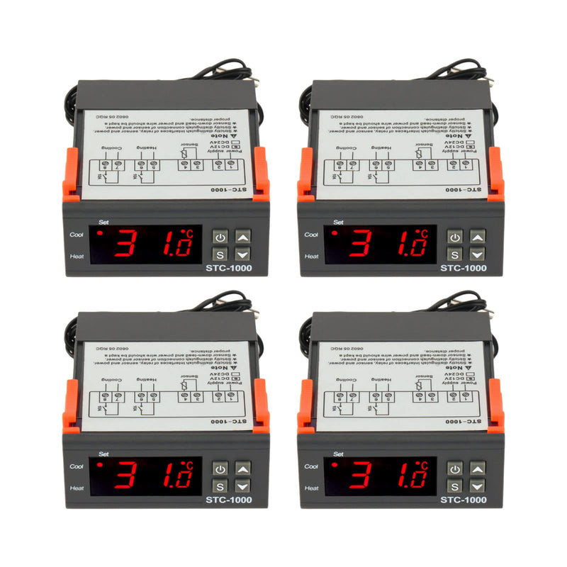 [Australia - AusPower] - 4Pcs STC-1000 110V-220V Digital LED Temperature Controller, Microcomputer Digital Display Temperature Controller Heating Cooling Thermostat 2 Relay Output with NTC 10K Thermistor Sensors Probe 