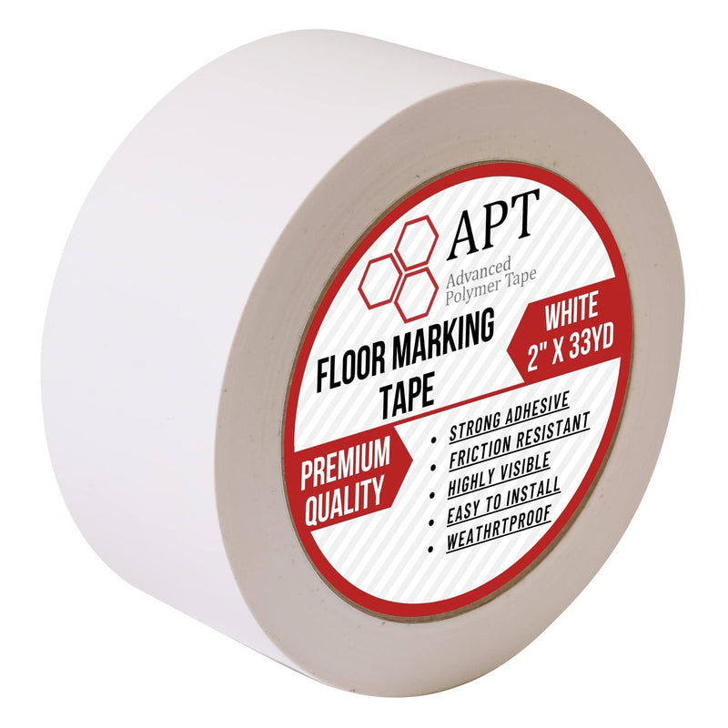 APT, Multi Color Marking Tape, Premium Safety Marking and Dance Floor Splicing Tape, 6 mil Thick (White, 1 Roll) White