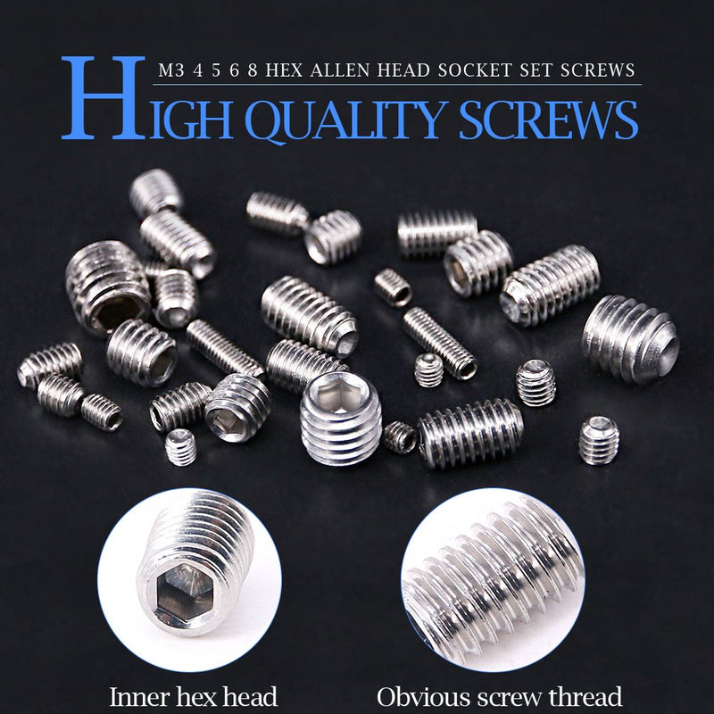 [Australia - AusPower] - Glarks 200Pcs M3 4 5 6 8 Hex Allen Head Socket Set Screw Assortment Kit + 420Pcs M3/M4/M5/M6/M8 Allen Head Socket Set Screw Assortment Kit 