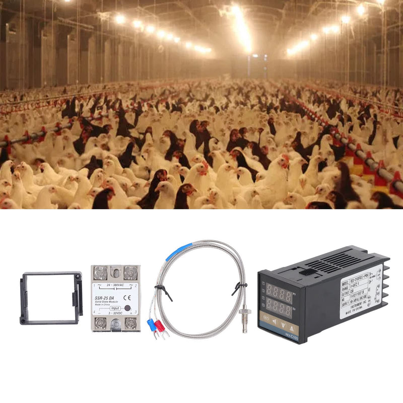 [Australia - AusPower] - Digital PID Temperature Controller Kit -AC100-240V and a SSR 40A Solid State Relay with K Thermocouple GD 0 to 400°C, Optimal Heat Management for Industrial & Agricultural Needs 