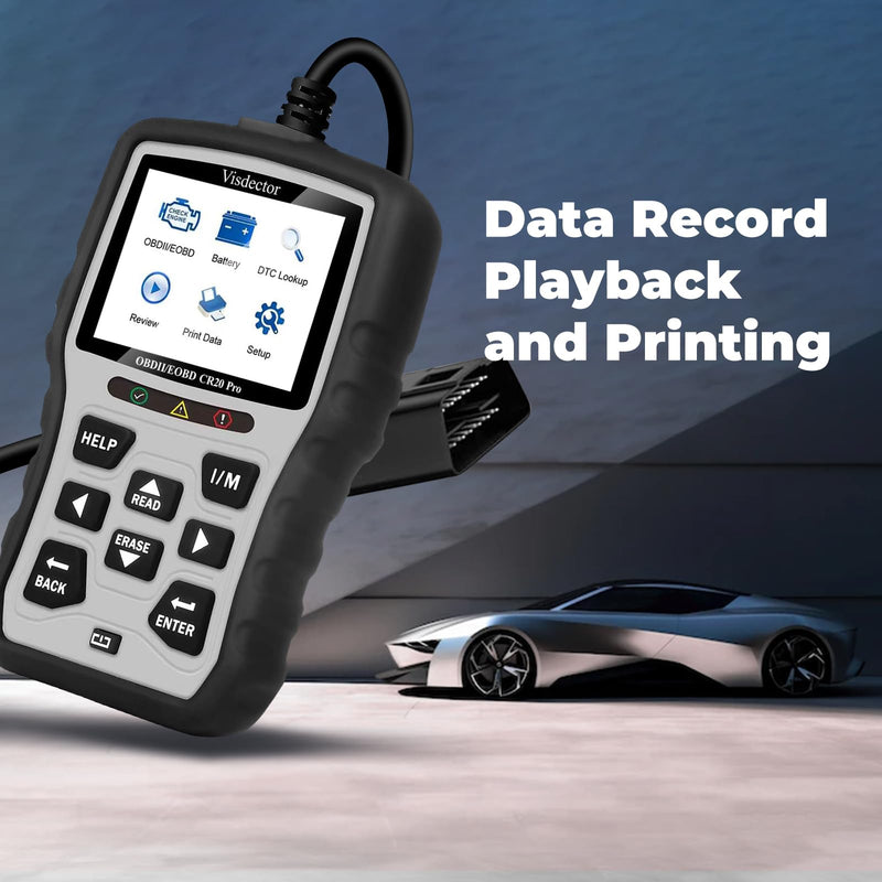 [Australia - AusPower] - CR20 Pro Enhanced Universal OBD2 Scanner Car Code Reader Check Engine Fault Reader to Turn Off CEL Light, Read & Clear DTCs, Data Graphing, Voltage Test, Silver/Black 