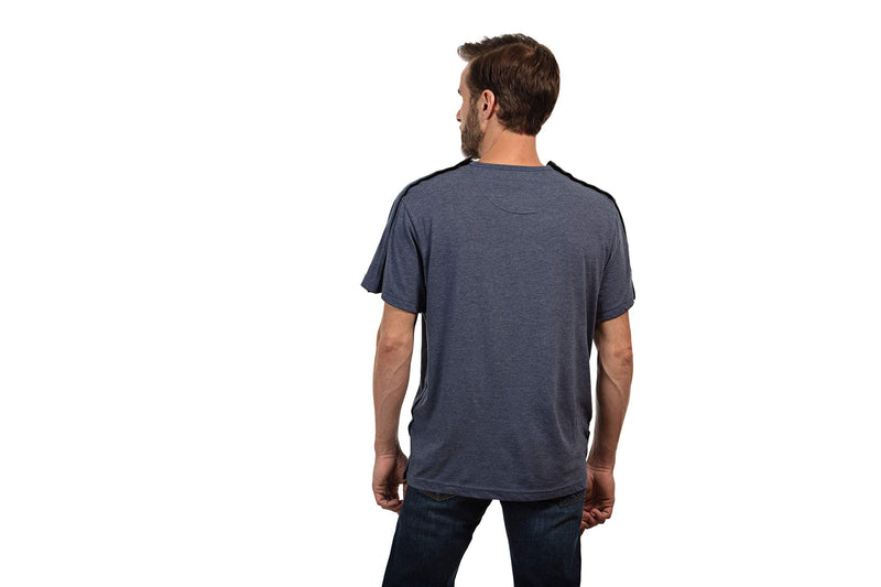 MAI We Care Post Shoulder Surgery Shirts for Men - Tear Away Recovery Apparel, Premium Chemotherapy Clothing Short Sleeve Large Blue