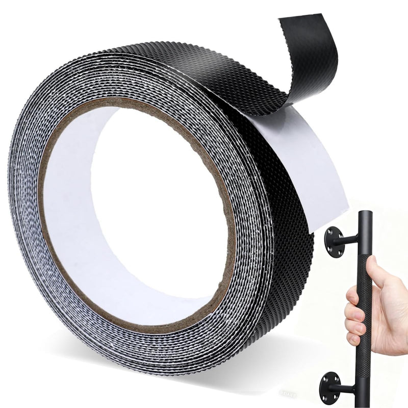 Notoke Anti Slip Grip Tape Heavy Duty - 0.8" x 16Ft Black Rubber Grip Tape - Waterproof & Non-Abrasive Safety Tape Cushion Pad for Indoor & Outdoor Use - Making Handles or Contact Surfaces Safer