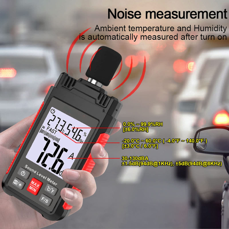 [Australia - AusPower] - Decibel Meter, Intendvision HT602A Sound Level Meter Noise Meter 30-130dBA Portable SPL Meter with A Weighted, Backlight LCD Display, Max/Min, Data Hold, Fast/Slow for Home, Noisy Neighbor, Factory 