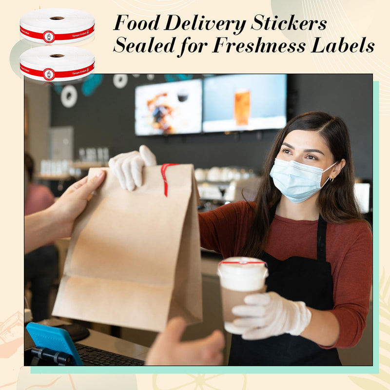 Skyygemm Tamper Evident Tape Safe Secure Tamper Evident Stickers for Drink Lids 1 x 9 Food Delivery Stickers Sealed for Freshness Labels Drink Food Proof Tape(Red,1000 Pcs) 1000 Red