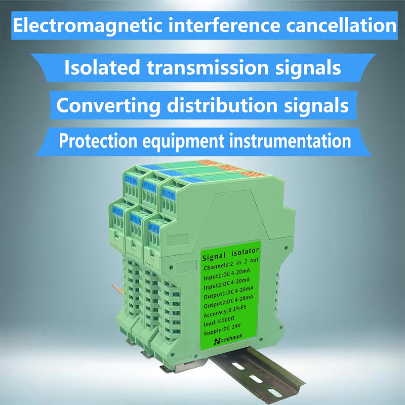 [Australia - AusPower] - Signal Isolator DC 24V,PLC Detect Signal Conditioner,Module Analog Output(2 in 2 Out 4-20mA Turn 4-20mA) 2 input and 2 output 