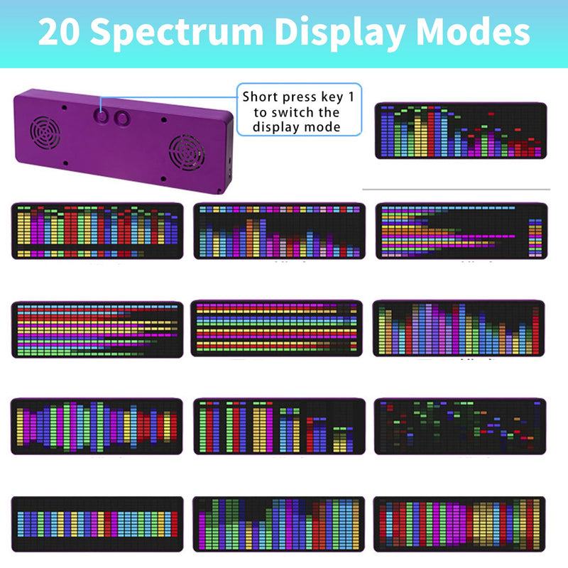 [Australia - AusPower] - Music Spectrum Display, 16x24 384 RGB LED Display, 20 Dynamic & 7 Color Effects - Precise Sound Level Meter for Musicians and Audio Enthusiasts, Support Audible Cable Control 
