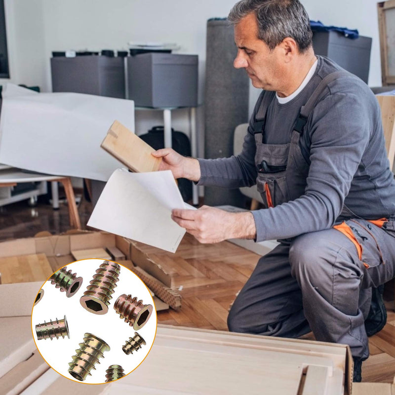 [Australia - AusPower] - 165PCS Threaded Inserts Nuts, Wood Insert Assortment Tool Kit, M4/M5/M6/M8 Furniture Screw in Nut Wood Inserts Metric Bolt Fastener Hex Socket Drive for Wood Furniture Assortment 