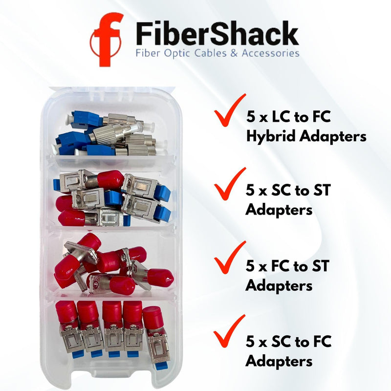 [Australia - AusPower] - Fiber Optic Adapter Kit - 20 x 4 Fiber Adapter Kit - Transition your Fiber Optic Cables from SC/FC or LC Fiber Adapter to FC/ST Fiber Optic Cables 