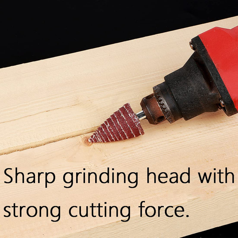 [Australia - AusPower] - 6mm x 16mm Cone Shape Abrasive Sandpaper Cone Shape Abrasive Sander, 80 Grit 1/4" Shank, 20Pcs 6mm x 16mm Cone 