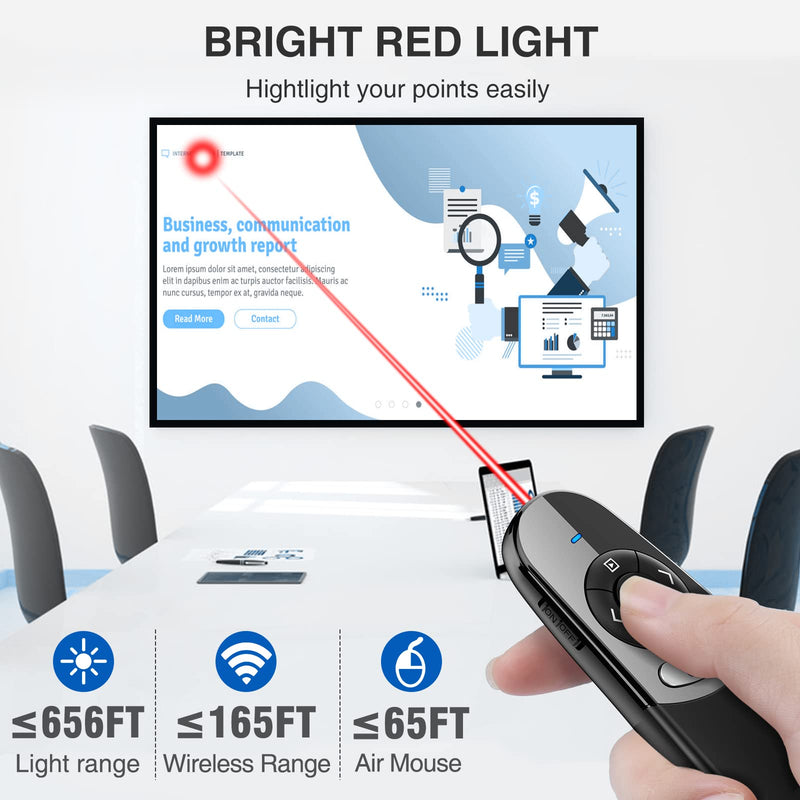[Australia - AusPower] - DINOSTRIKE 2 in 1 Type C and USB Presentation Clicker for Powerpoint Presentations,RF 2.4GHz Wireless Presenter Remote Slide Advancer with Volume Control for Mac Laptop Computer Office Classroom Classic Version 