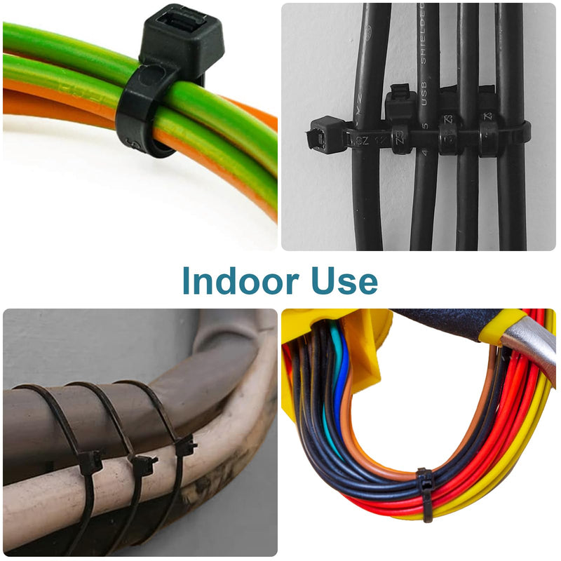 [Australia - AusPower] - Zip Ties Assorted Sizes 4+6+8+12 inch, 200 Pack, Black Cable Ties, UV Resistant Wire Ties for Indoor and Outdoor Use, LOCKLOCK 