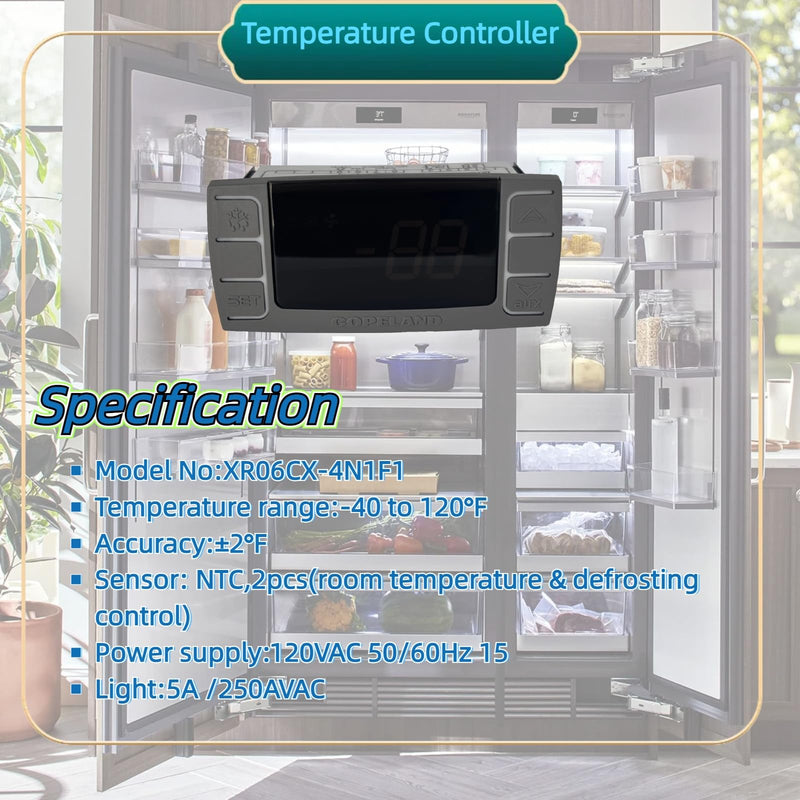 [Australia - AusPower] - for Dixell XR06CX-4N1F1 Temperature Controller Fit for 120V 50-60hz Commercial Refrigerators/Freezer, with Temperature Sensor Probes & Clasp 