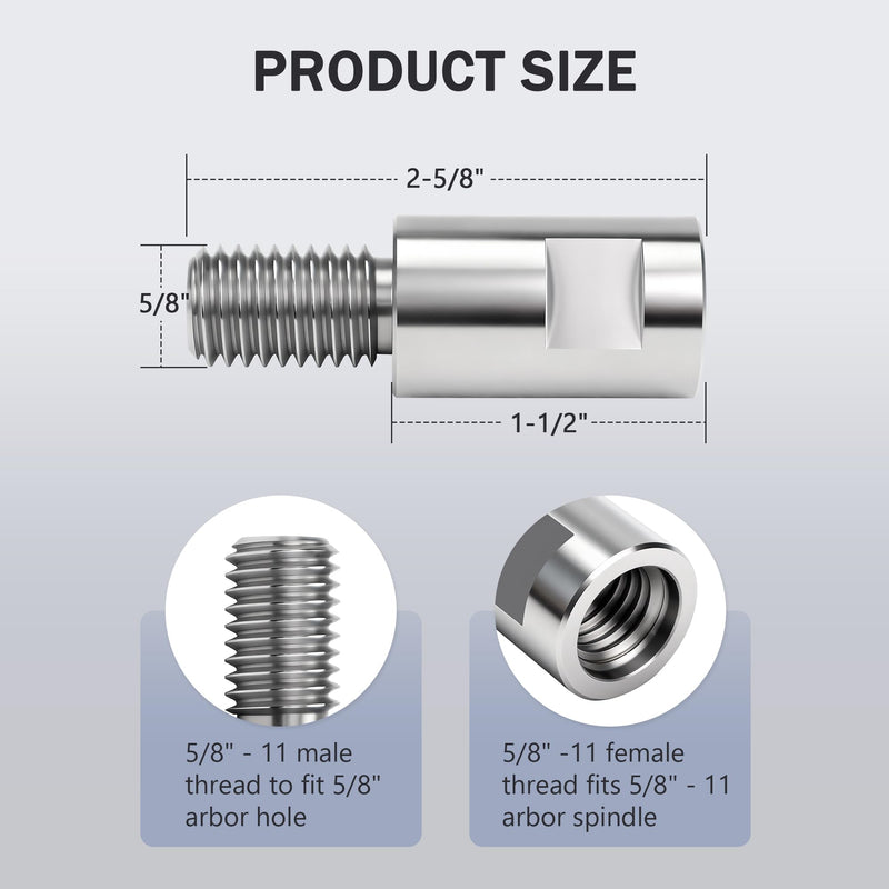 Airway Buff Extender, Airway Buffing Wheel Extension Shaft, 5/8"-11 Threads Arbor Extended Adapter, Universal Angle Grinder Attachments, for Aluminum Wheel Polishing Kit-1 Set 5/8"-11 Threads Extender 1pc