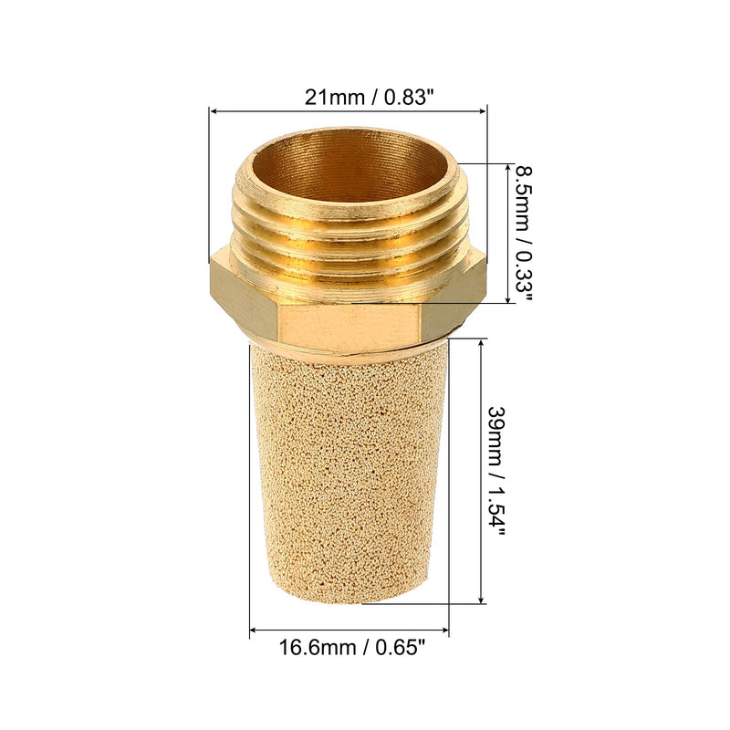 [Australia - AusPower] - PATIKIL 1/2 Inch NPT Sintered Bronze Exhaust Muffler, 10Pcs Brass Pneumatic Muffler 0.5 Inch 