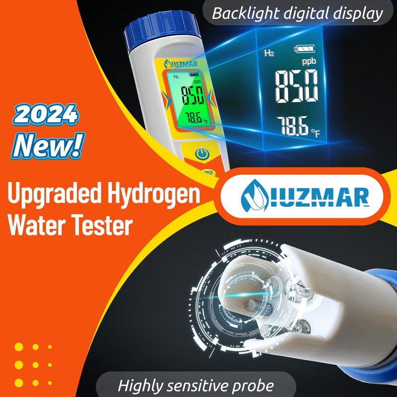 [Australia - AusPower] - Hydrogen Water Tester pH Meter 6 in 1 pH H2 ORP TDS EC Temp Tester Dissolved Hydrogen Tester for Hydrogen Water Bottle pH and ORP Meter for Household Drinking Water Hydroponics Pool 