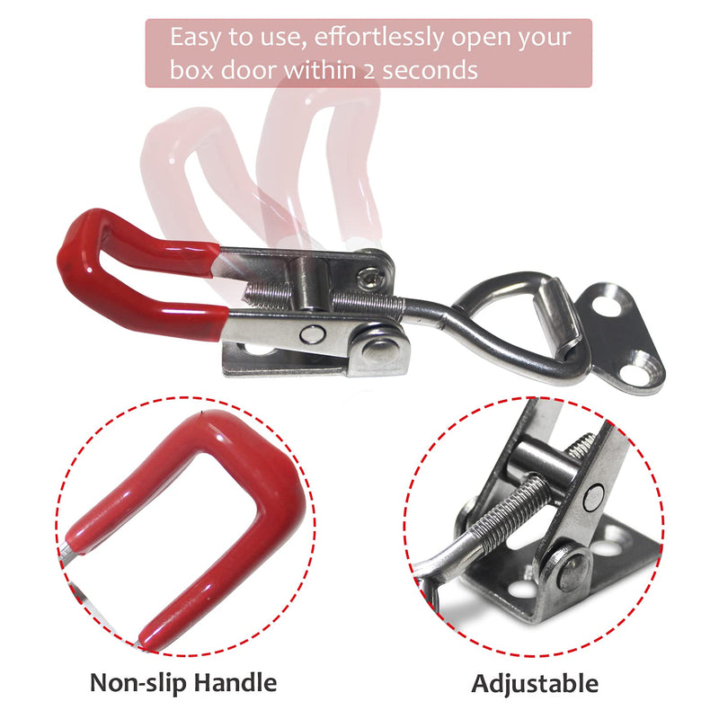 [Australia - AusPower] - 4pcs Toggle Latch Clamp, 304 Stainless Steel Pull Hasp Latches, Quick Release Hand Tool Toggle Clamp for Smoker Lid Jig,Case Trunk,220Lbs Holding Capacity 