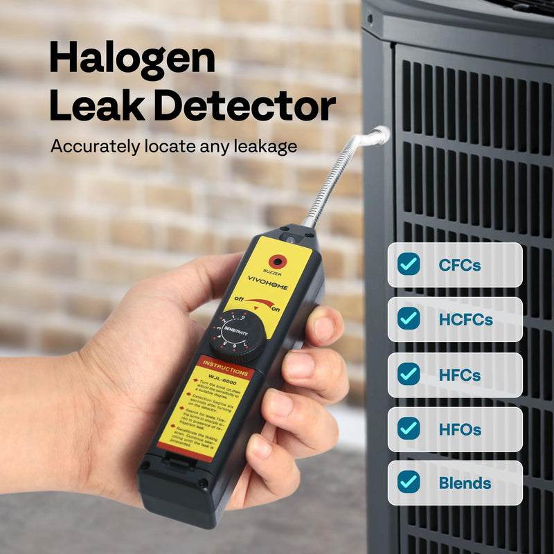 VIVOHOME HVAC Refrigerant Freon Leak Detector with LED Light, AC Sniffer Leak Detector for R134a R410a R1234yf CFCs HCFCs HFCs HFOs
