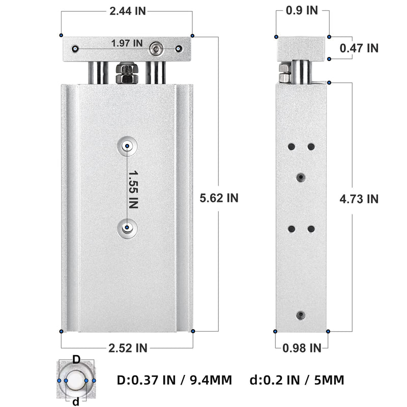 [Australia - AusPower] - TAILONZ PNEUMATIC 20mm Bore 50mm Stroke Aluminum Double Shaft Double Rod Cylinder Small air Cylinder CXSM20-50 