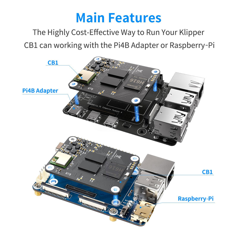 BIGTREETECH CB1 V2.2 Core Control Board 100M 1GB DDR3 RAM Motherboard Support HDMI Klipper/Debian for Manta E3 EZ/Manta M4P/Manta M5P/Manta M8P, PI4B Adapter V1.0, Raspberry-pi 4 3D Printer Board