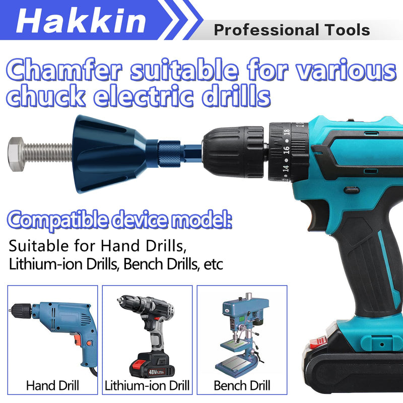 [Australia - AusPower] - 4Pcs Deburring External Chamfer Tool with Tungsten Carbide Blade, Hakkin Bolt Deburring Chamfering Drill Bit Remove Burr Tools, All Thread Deburring Tool with Hex Shank - Fits 1/8" to 1" (3-25mm) A 4Pcs Upgrade (Blue+Black) 