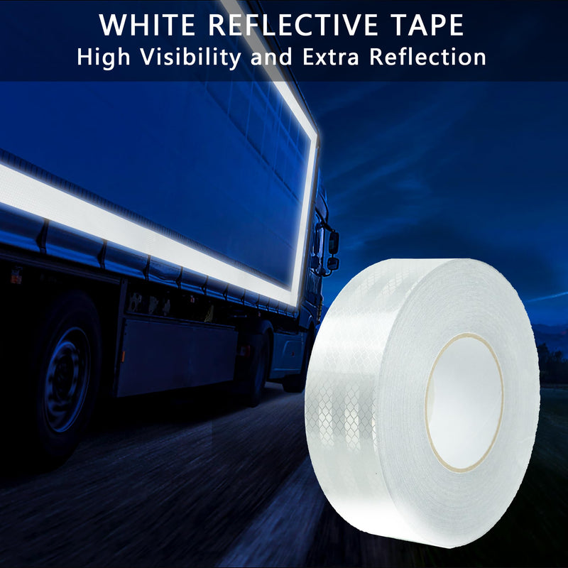 [Australia - AusPower] - 2 Inch X 30 FT Reflective Tape Outdoor Waterproof DOT-C2 Fade Resistant White Reflective Tape Strong Adhesive Safety Warning Tape Reflector Conspicuity Tape for Trailer Trucks Bikes 2IN x 30FT 