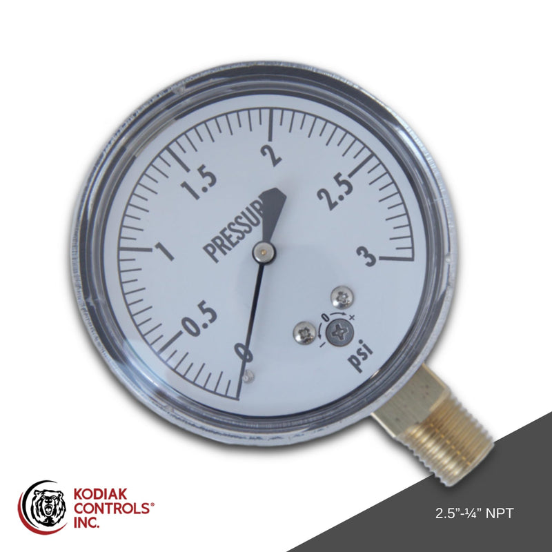 [Australia - AusPower] - KC25-3# Low Pressure Gauge 3 PSI 