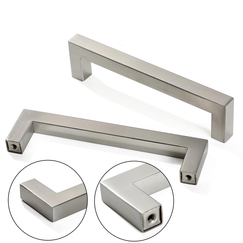 Cabinet Pulls Brushed Nickel Cabinet Handles Square Drawer Pulls, 10 Pack 7-1/2 Inch Stainless Steel Kitchen Door Cupboard Cabinet Handles, Cabinet Hardware Drawer Handles, 192mm Hole Centers 7-1/2 inch Hole Centers (192 mm)