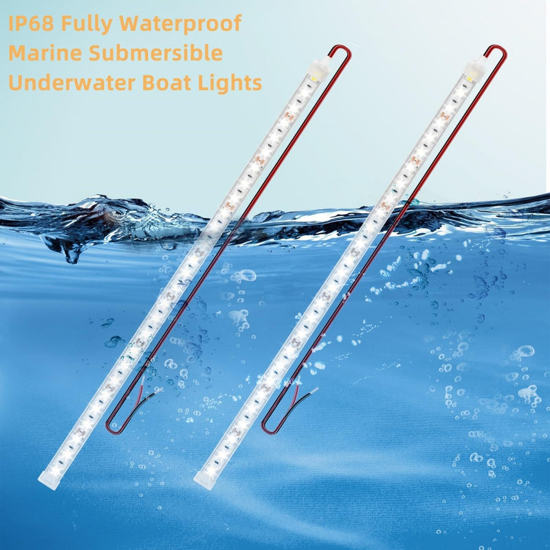 Boat Marine Submersible Led Strip Lights, 4 Pcs 20 Inches 12V Super Bright Boat Interior Lights, IP68 Waterproof Marine Led Strip Lights Night Fishing Lights for Boats, Kayak (Green) Green/20''