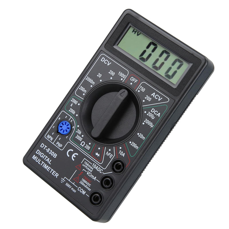 [Australia - AusPower] - DT-830B Portable Digital Multimeter LCD Screen with Amp Volt Ohm Tester for Electronics Labs Radio Enthusiasts (Black) DT-830B black 