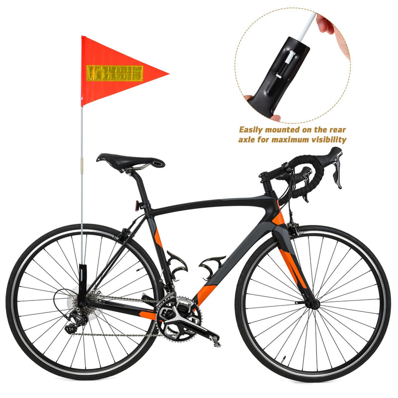[Australia - AusPower] - Yardwe Bike Safety Flag with Pole, 2 Set Adjustable Height Bike Flags Waterproof Orange Safety Flag with Reflective Strip 